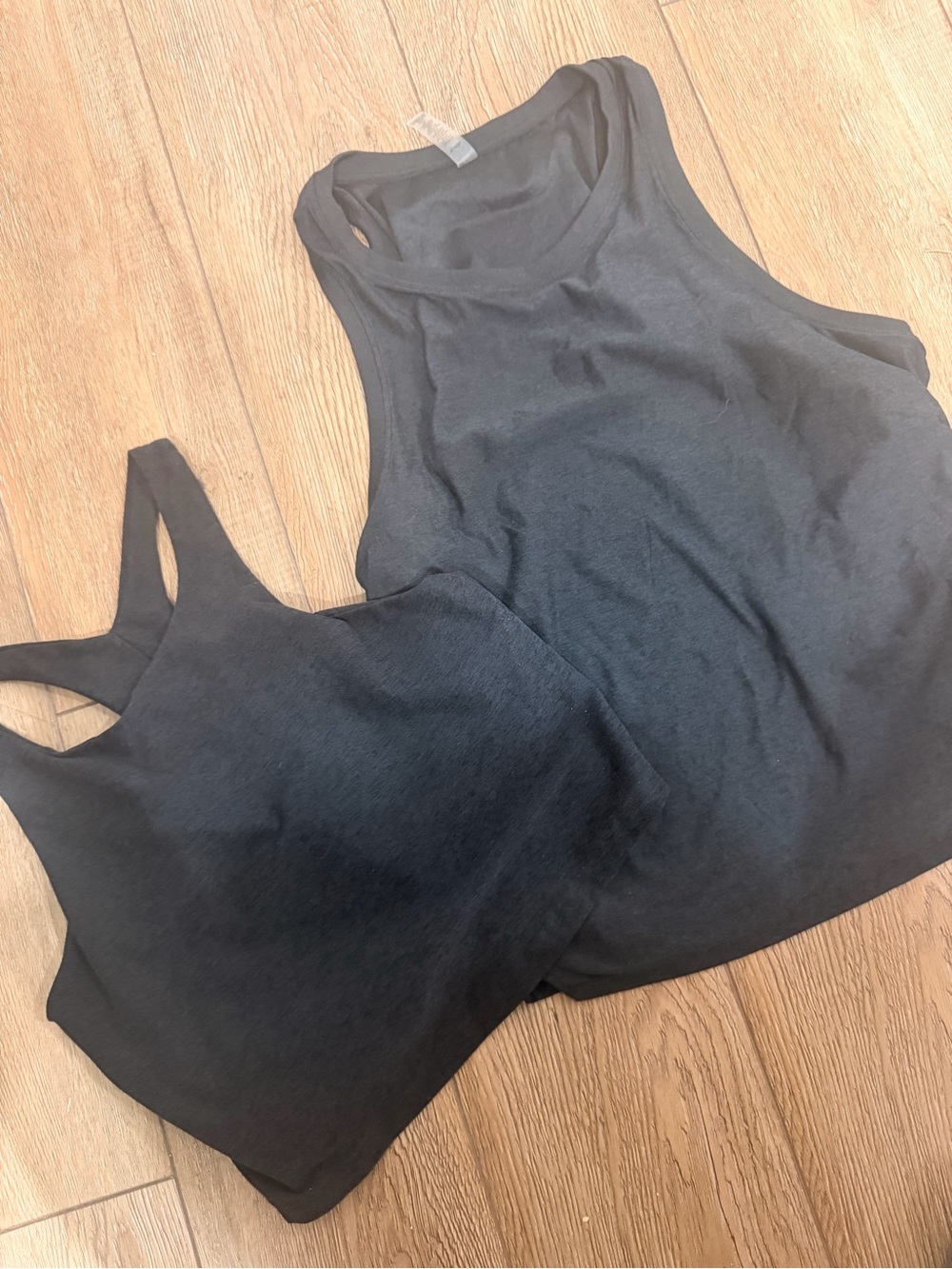 Beyond Yoga Black Ribbed Racerback Tank & Crop Set